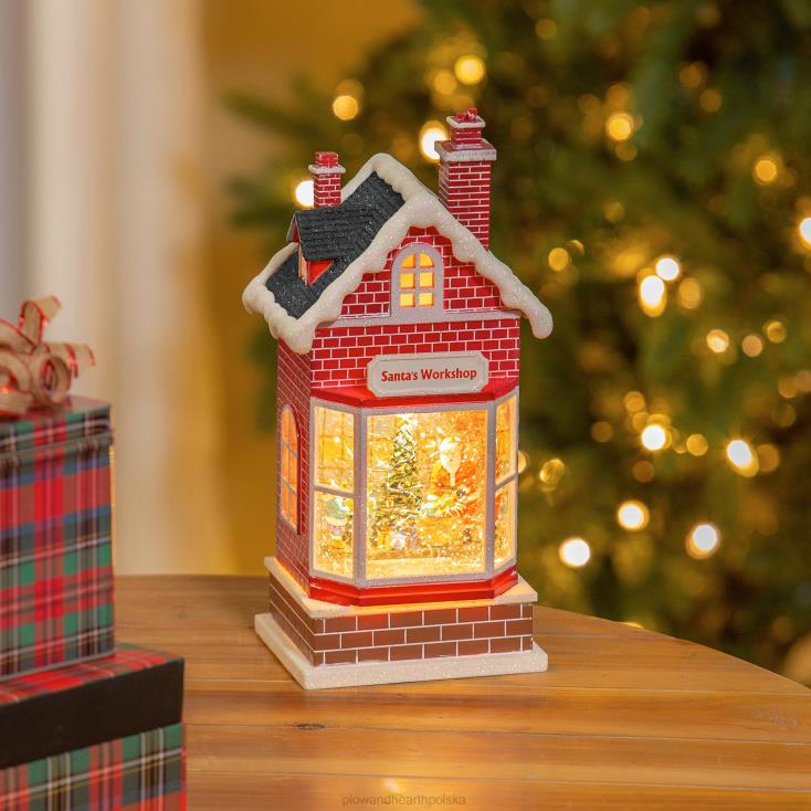 Plow & Hearth zapalona latarnia z kulą wodną w warsztacie Świętego Mikołaja 02XR62216 sezonowe i prezenty