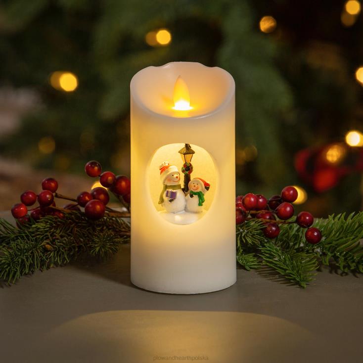 Plow & Hearth zapalona obracająca się świeca w kształcie bałwana z muzyką 02XR62200 sezonowe i prezenty