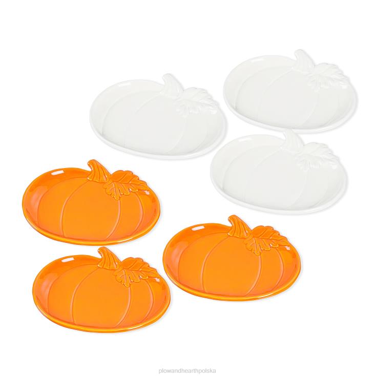 Plow & Hearth Ceramiczne talerze z dynią jesienną, zestaw 6 szt 02XR63118 sezonowe i prezenty