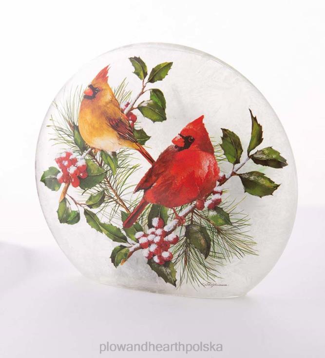 Plow & Hearth Zimowe kardynały – oświetlenie akcentujące z matowego szkła 02XR62144 sezonowe i prezenty