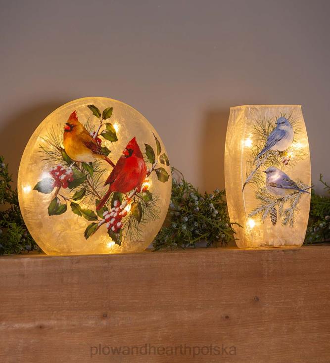 Plow & Hearth Zimowe kardynały – oświetlenie akcentujące z matowego szkła 02XR62144 sezonowe i prezenty