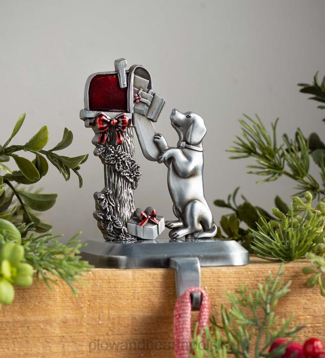 Plow & Hearth pies przy skrzynce pocztowej wieszak na świąteczne skarpetki 02XR62137 sezonowe i prezenty