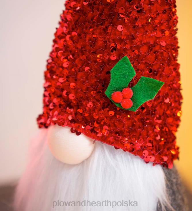 Plow & Hearth Świąteczna, błyszcząca, pluszowa dekoracja stołu gnoma, zestaw 2 szt 02XR62150 sezonowe i prezenty