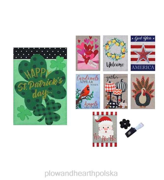 Plow & Hearth zestaw 8 sezonowych flag ogrodowych z juty 02XR63110 sezonowe i prezenty