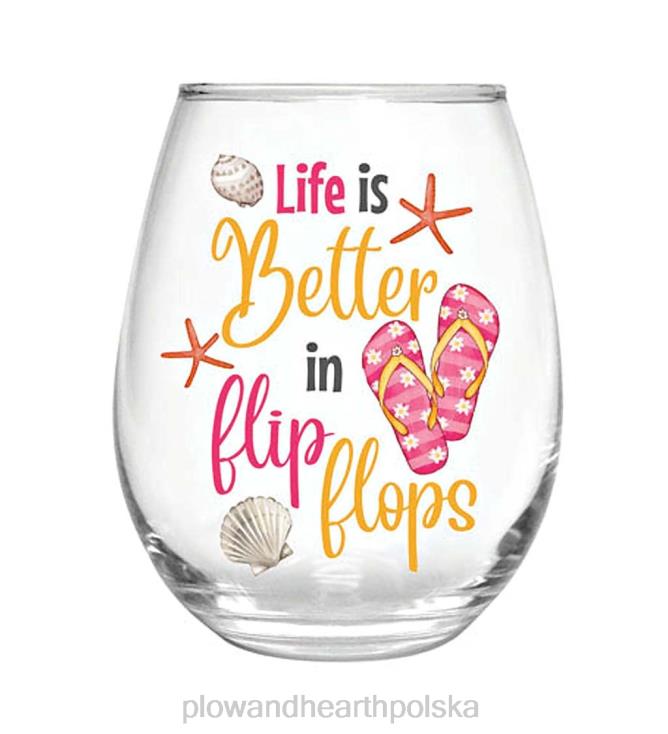 Plow & Hearth życie jest lepsze w klapkach 17 oz. Szkło bez nóżki z pudełkiem upominkowym 02XR63006 sezonowe i prezenty