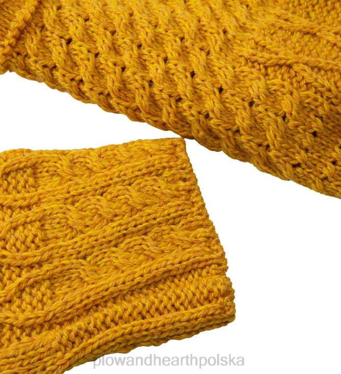 Plow & Hearth Sweter corina z wełny merynosów zapinany z przodu na jeden guzik - musztardowy - l (12-14) 02XR62981 sezonowe i prezenty