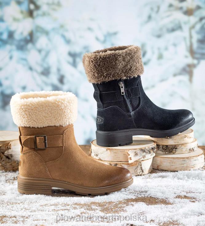 Plow & Hearth Wodoodporne zamszowe buty damskie ugg Harrison Cuff - kasztan - 10 02XR63051 sezonowe i prezenty