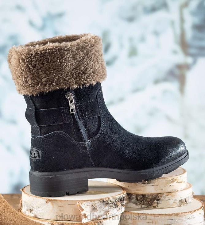 Plow & Hearth Wodoodporne zamszowe buty damskie ugg Harrison Cuff - kasztan - 10 02XR63051 sezonowe i prezenty