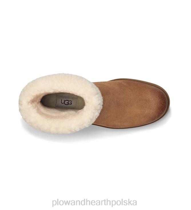 Plow & Hearth Wodoodporne zamszowe buty damskie ugg Harrison Cuff - kasztan - 10 02XR63051 sezonowe i prezenty