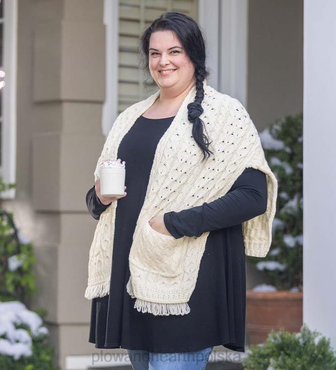 Plow & Hearth damski sweterek kopertowy z irlandzkiej wełny merynosów - czerwony 02XR63039 sezonowe i prezenty