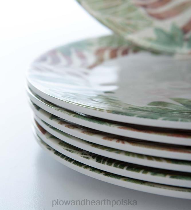 Plow & Hearth Talerze obiadowe z melaminy w niebieską kratkę, zestaw 6 sztuk - jezioro 02XR63199 sezonowe i prezenty