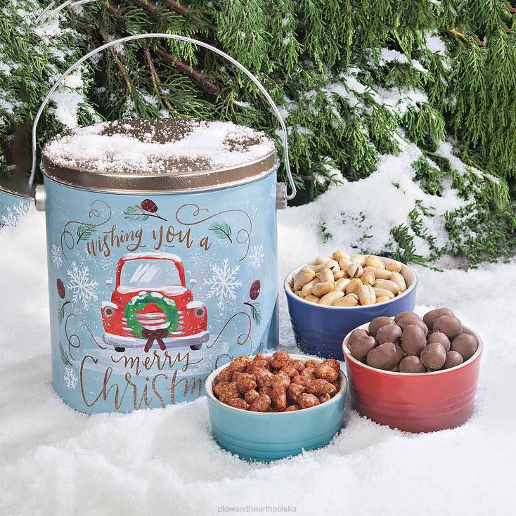 Plow & Hearth Puszka prezentów świątecznych w stylu vintage z bardzo dużymi orzeszkami ziemnymi Virginia 02XR63013 sezonowe i prezenty